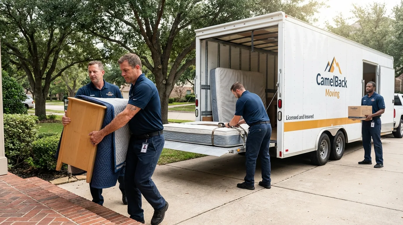 Crew loading residential truck for cross-state move from Bridgeport, IL