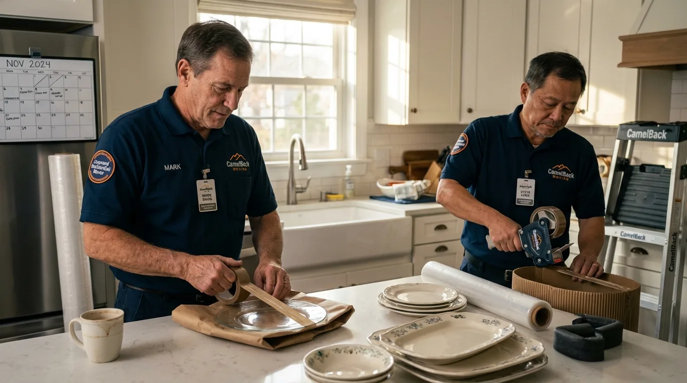 Professional crew packing kitchen dishware in Bridgeport, IL